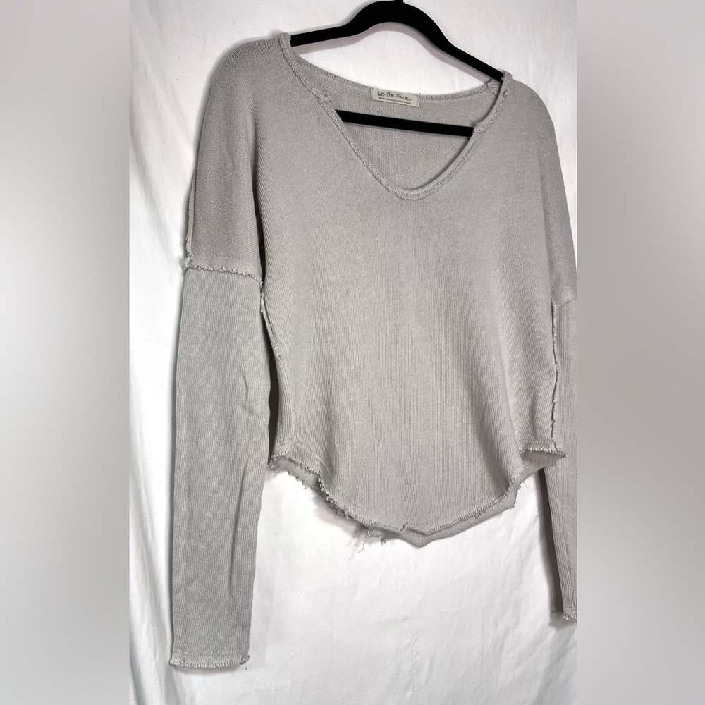 We The Free Free People Come And Get It Henley Waffle Knit Distressed Crop Top - Picture 3 of 9